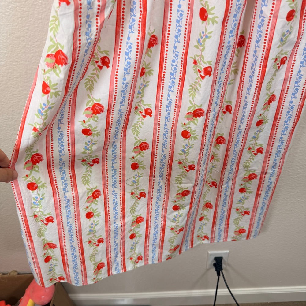 NWT Caroline Constas Maxi Dress Coastal S White Red Floral Smocked‎ Cottagecore - Picture 8 of 10
